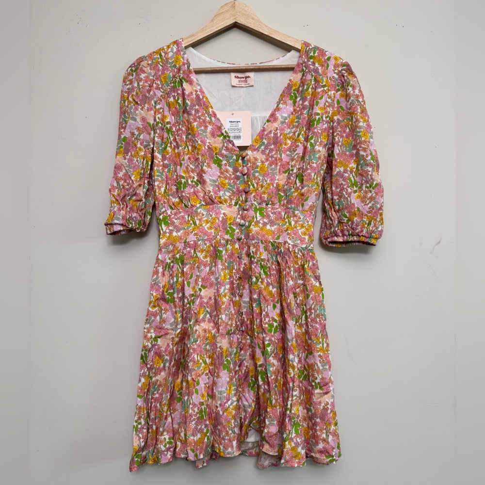 Showpo Multicolored Puff Sleeve Mini Sundress